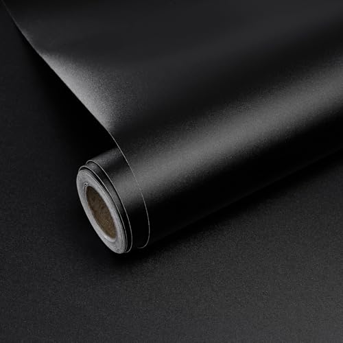 Image of Yun-aeon Thick Metallic Black Peel and Stick Wallpaper 15.7"x 118.1" Matte Fridge Contact Paper for Countertops Vinyl Self Adhesive Removable Modern Wall Paper for Kitchen