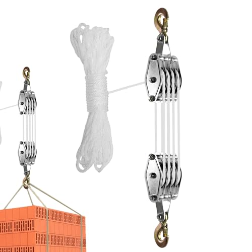 Sistema di sollevamento per garage a 4 ruote, 19,8 m di fune di sollevamento e ancoraggio hardware - Puleggia a blocco resistente per soluzioni efficienti di sollevamento e risparmio di spazio