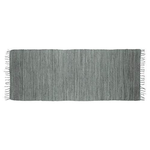 Relaxdays Flickenteppich grau 80 x 200 cm mit Fransen 100 % Baumwolle,...