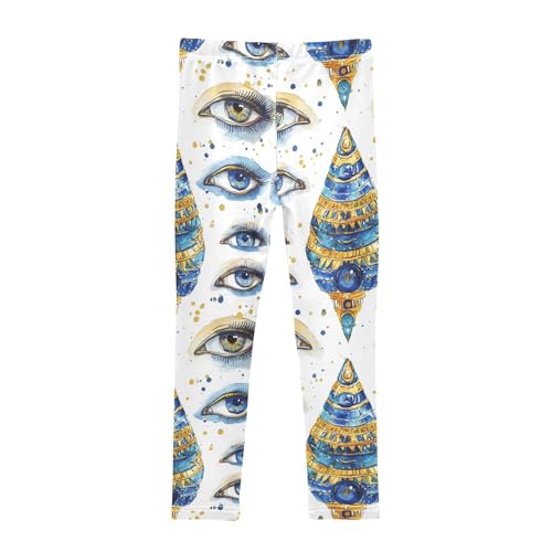 Pyramid Watercolor Egyptian Evil Eye Girls Leggings Kids Yoga Pants Dance Active Tights 4T2