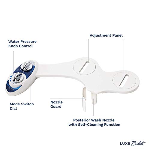 LUXE Bidet Neo 120 - Self Cleaning Nozzle - Fresh Water Non-Electric Mechanical Bidet Toilet Attachment (blue and white)