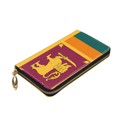 Sri Lanka Flag Long leather wallet - with zipper - portable and waterproof, suitable for office, study and daily use3