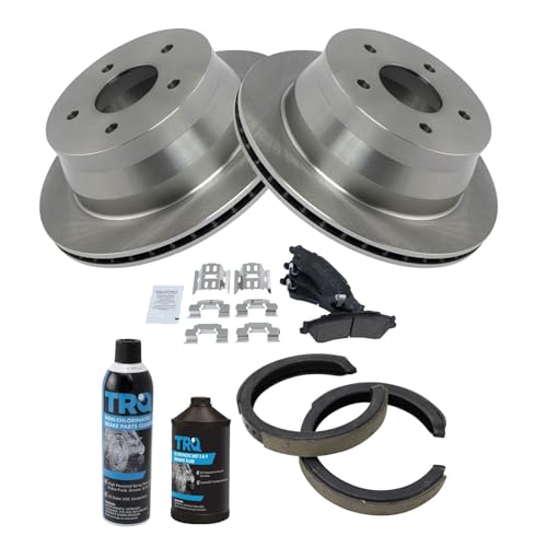 Image of TRQ Rear Brake Pad & Rotor Kit compatible with Chevrolet GMC Isuzu Oldsmobile