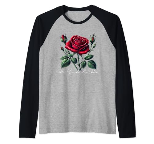 Brifgt Red Lincoln Roses, Rose flower lover, Nature-Inspire Raglan Baseball Tee