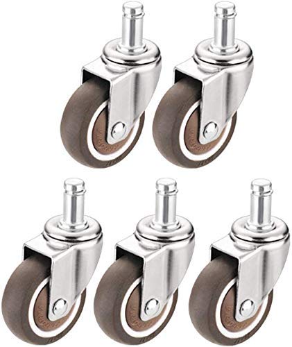 MU Ruedas Ruedas Silla de Oficina M11 Stem 1.5 '' / 2 Pulgadas 200Kg Juego de Ordenador Universal de la Silla Giratoria Silencioso Ruedas de Caucho con Freno de Piso de Madera Dura de Alfombras,Si