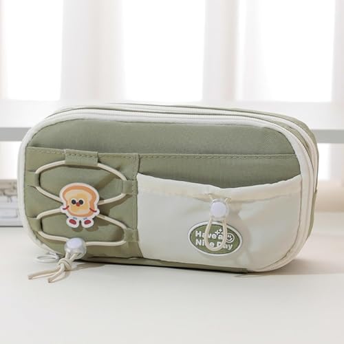 Image of Invite Large Capacity Cute Aesthetic Pencil Case with Multi Compartments, Multi-Pocket Pastel Pen Pouch Organizer with Zipper, Kawaii School Supplies Bag for Girls, Teens & Students (Yellow Bread)