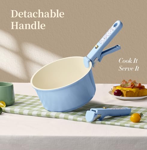 Image of CAROTE 15Pcs Ceramic Cookware Set, Pots and Pans Set Non Stick, Kitchen Cooking Set with Detachable Handle, Non Toxic Induction Cookware, Dishwasher /Oven Safe