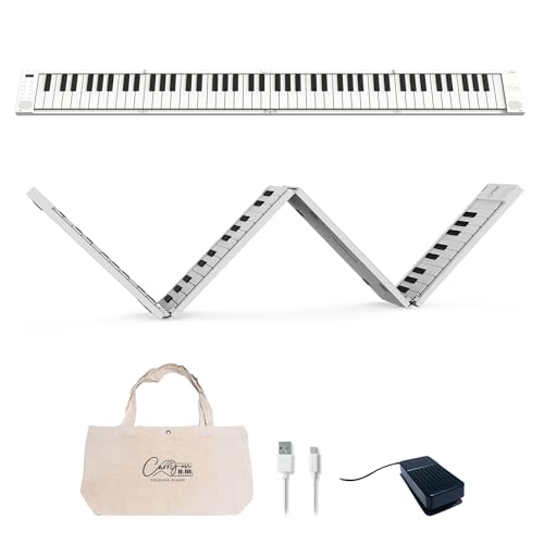 Blackstar Piano plegable portátil, de 88 Teclas Blanco con batería recargable por USB integrada y MIDI sobre USB. Teclado con 128 sonidos 1,6 kg, 33 cm, BA203010