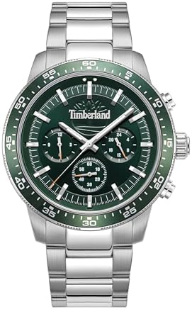 Timberland Men's Parkman Stainless Steel Bracelet Casual Watch, TDWGK0041301, Green/Silver, 44 mm