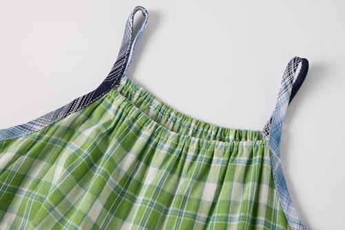 Little Girls Dresses Summer Sleeveless Plaid Rabbit Patchwork Sundress Casual Swing Cami Dress for 1-6 Years3