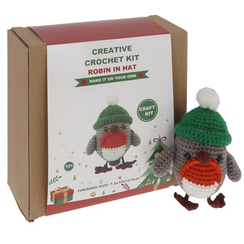 Kit de crochet boîte cadeau Noël rouge-gorge activité manuelle adulte hiver