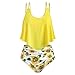 Produktbild Loveso Bikini High Waist Damen Bikini Set Push Up Volant Hohe Taille Tankini Set Bademode Badeanzug Sonnenblume Print Damenbekleidung 2 Pcs