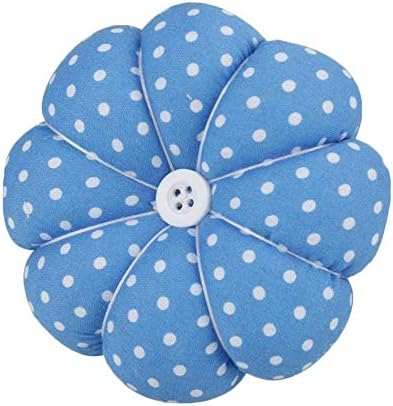 Wrist Pin Cushion Wearable Pumpkin Shape Sewing Pin Cushion for Needlework Sewing (Blue)