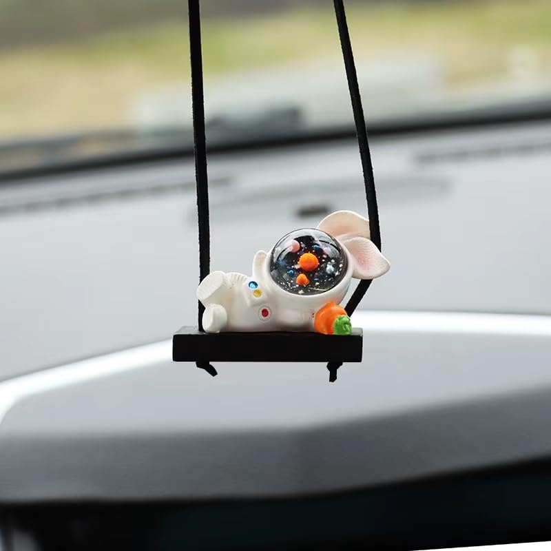 Image of YOURKARTS.COM Cartoon Hanging Ashtronaut Ornament for Car - Rearview Mirror Pendant Swing Toy | Cute Dashboard Decoration for Car, Home, Office or Garden | Fun Decorative Gift Item