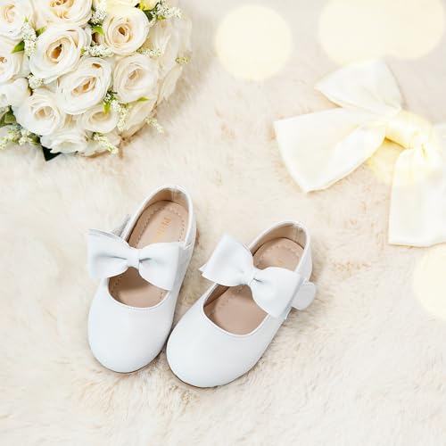 Image of PHIRAMIN Toddler Flower Girl Dress Shoes - Little Girl Mary Janes Flats Wedding