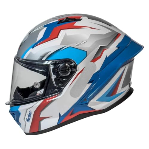 Capacete Moto GP Tech Pilot Hacker Branco / Azul 61