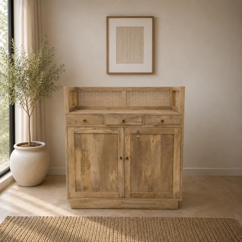 Image of The Attic Mehfil Bar Cabinet, Natural Finish