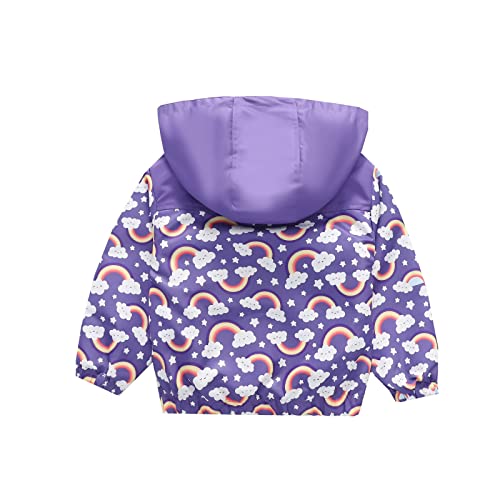 Rain Jacket Coat Windbreaker Windproof Spring Fall Raincoat 3T Rain Jacket Boys 3T Rain Jacket Boys (Purple, 5-6 Years)2