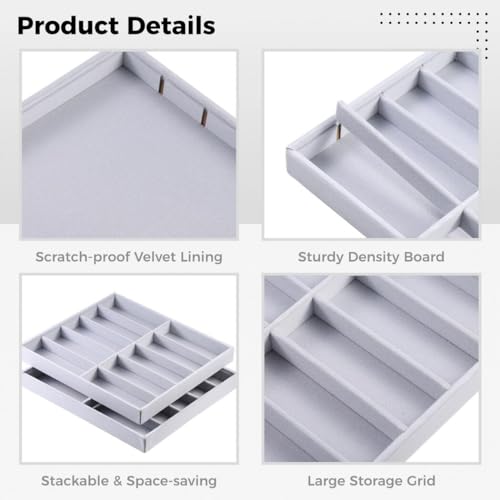 Homaisson 2 PCS Sunglasses Organizer Tray,10-Grid Velvet Sunglasses Organizer Tray, Watches Jewelry Display Box, Glasses Organizer Tray, sunglass organizer drawer, Vanities (14.2 x 12.6 inches)4