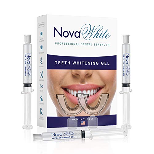 NovaWhite Teeth Whitening Gel Syringes, (3) 3cc 22% Carbamide Peroxide Whitening Gel Syringes, 2 Mouth Trays, Remove Teeth Stains, Make Teeth Whiter, Teeth Whitening Refill Syringe
