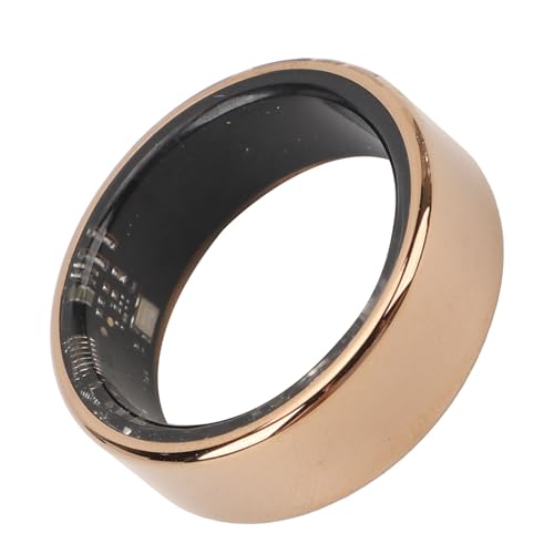 Yoidesu Smart Ring Health, IP68 Smart Ring Oxygen Sleep Heart Rate Body Temperature Steps Monitor, Sports Fitness Ring Gifts for Men Women (Gold)