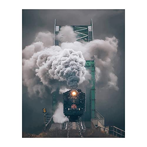 Antique Steam Locomotive- Wall Art Decor, Retro Train Image Print, Perfect For Railroad Decor, Home Decor, Kids Room Decor, Office Decor, Studio Decor Game Room Decor & Man Cave Decor. Unframed- 8×10