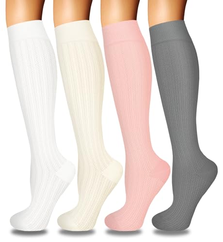 Image of 4 Pairs Compression Socks for Women Circulation-Best Support for Nurses,Running,Athletic,Travel