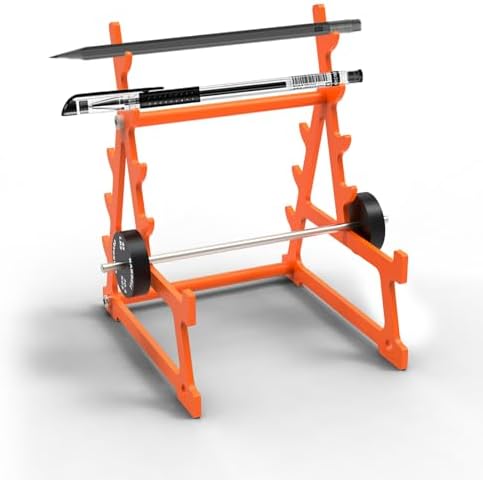 K KiNGKANG Squat Rack Pen Holder,Steel Barbell Rack Pen（Orange）