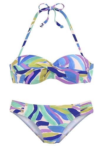 s.Oliver Bügel-Bandeau-Bikini-Set mit blau-grünem Muster