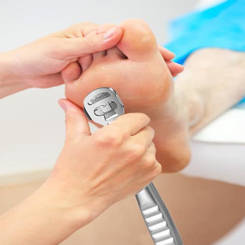 Hornhaut Hobel Set, Fußpflege Set, Edelstahl Hornhautentferner mit 10 Ersatz Klingen und 1 Hornhautraspel Kopf