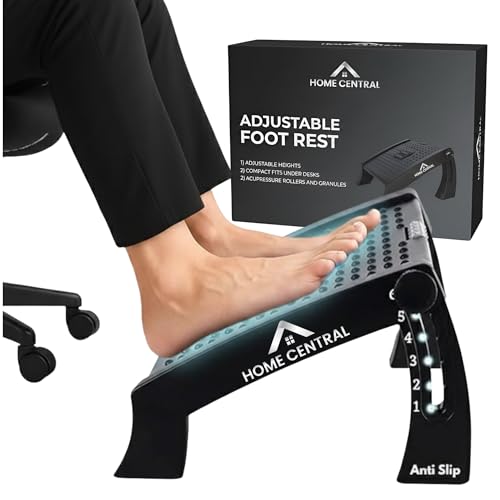 Image of HOMECENTRAL Under Desk Foot Rest for Office Chair, Adjustable Footrest with Massage Surface, Comfortable Leg Rest with 6 Heights for Desk Work and Long Sitting Hours, Foot Stool for Home Table Sofa Chairs (Buy from sold by: CMXCIX)