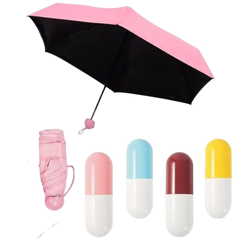 ONISHOMES Foldable Mini Cute and Small Capsule Design Umbrella with Capsule Case (Multicolor)