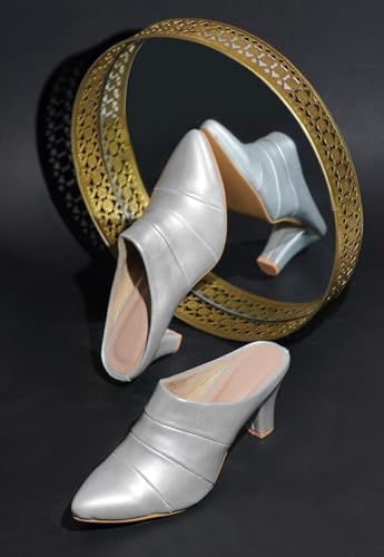 Image of TRYME Fashion Pointed for Party and Formal Occasions Mules Cone Block Heel Sandals for Girls & Women