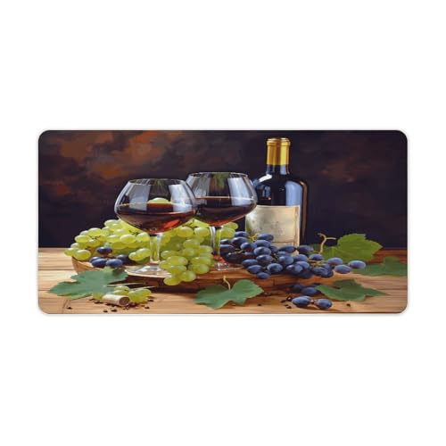 Art Red Wine Galsses & Grapes1 Pad para Mouse grande de goma