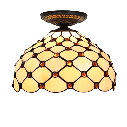 Lustres en vitrail de style Victoria de 12 pouces, plafonnier décoratif artisanal haut de gamme