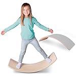 Acorn Avenue Non Slip Balance Board, 35 Inch Non Slip Felt Rocker Board Durable Wood, Kids Toddler Open Ended Learning Toy, Yoga Curvy Board