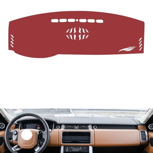 Leather Dash Board Cover mat Compatible with LR Range Rover Sport 2014-2022，Anti-Slip,Sun Protection Dashboard Cover-red