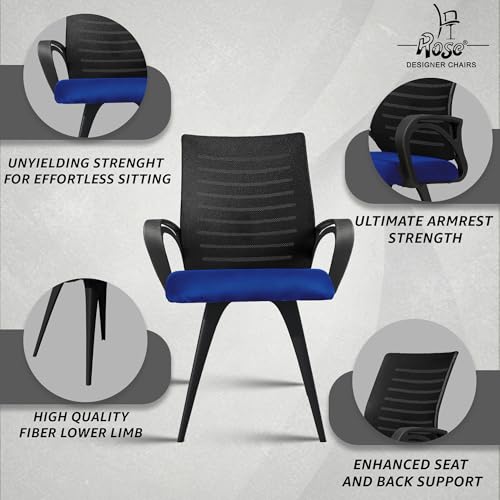 Image of ROSE Elite | 3 Years Brand Warranty | Ergonomic Office Chair, Study, WFH, Revolving, Rolling, Desk, Task, Laptop, Student Chair (Blue Seat & Black Back, Elite MB Reception)