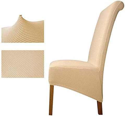 PPOOLLKKMM Polar Fleece Fabric Xl Size Long Back Plaid Chair Cover Seat Covers Chair Covers Hotel Party Banquet, Champagne, Xl Size