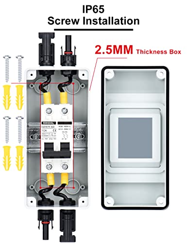 Dihool 10 Amp Solar Disconnect Switch, Miniature Circuit Breaker With Din Rail Enclosure Outdoor Box For Solar Panels #TOP6