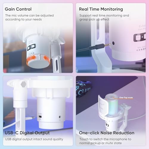 COMICA EJoy Uni Pro Micrófono USB Inalámbrico para PC, Micrófono de Condensador para Juegos con Ganancia/Silencio/Reducción de Ruido/Monitor, Micrófono para Streaming, Podcast, Teléfono Móvil, PS4&5 - imagen 6