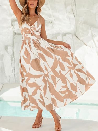 Image of CUPSHE Women's Long Dresses Summer Sleeveless Beach Casual Side Slit Spaghetti Straps Vacation Graduation Midi Dress
