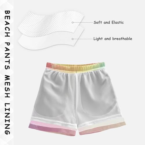 Pigsaly Boys' Swim Board Shorts Orange Rainbow Gradient Boy's Swim Trunks Kids Swimwear M4