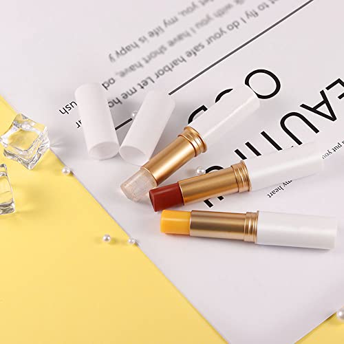 Evpct 3Pcs Gold Leaf Carrot Red Cherry Flavored Lip Color Changing Lipstick Lip Balm Set For Women,Magic Ph Crystal Flower Jelly Color Change Changing Lipstick Tinted Lip Balm Stain Cute Lipstick Set #TOP7