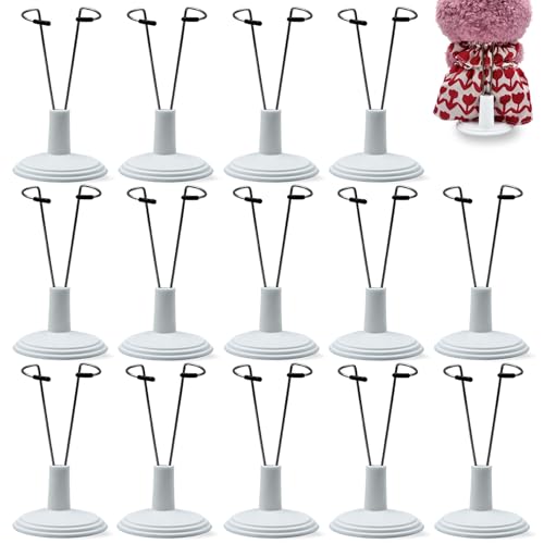 ZY PLUM 14 Pack Adjustable Doll Stand Display Holder Support for 4-8 Inches Dolls Mini Figurine Accessories Keep the Standing Position (White 14 Pack)