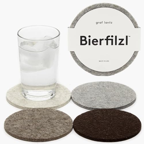 Graf Lantz - Bierfilzl Merino Wool Round Coasters Set of 4 - Earth (4' Circles) - Absorbs 30% of...