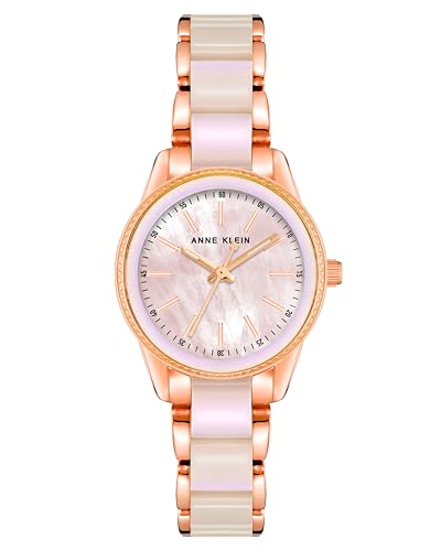 Anne Klein Women's Resin Bracelet Watch, Rose Gold/Iridescent Blush Pink, AK/3212IRRG