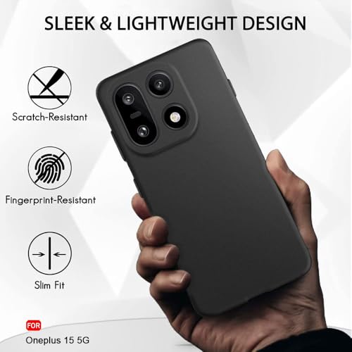 Image of TheGiftKart Sleek Back Cover Case for OnePlus 15 5G | Slim Fit Protective Design | Ultra Matte Finish | Camera Protection Bump | Soft Silicon Back Cover Case for OnePlus 15 5G (Silicone, Black)