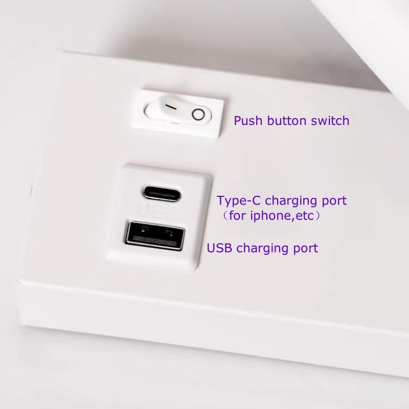 Luz Lectura Pared Brazo Flexible Lámpara de pared lectura giratoria con carga USB tipo C, montaje en superficie, LED 5 W, foco empotrable(Black,Neutral Light 4000K,5W)