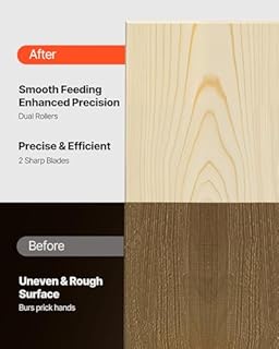 VEVOR Thickness Planer, Two-Blade, 13-Inch Width Worktable Power Benchtop Planer, 1800W 23500 RPM Powerful Motor, Dual Rollers, Over Protection, Single Speed Woodworking, for Hard & Soft Wood Material